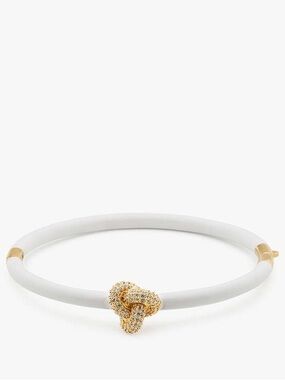 kate spade White and Gold Pave Knot Bangle